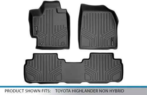 Miniatura 5 de SMARTLINER Juego de tapetes de ajuste personalizado de 2 filas para 2008-2013 Toyota Highlander