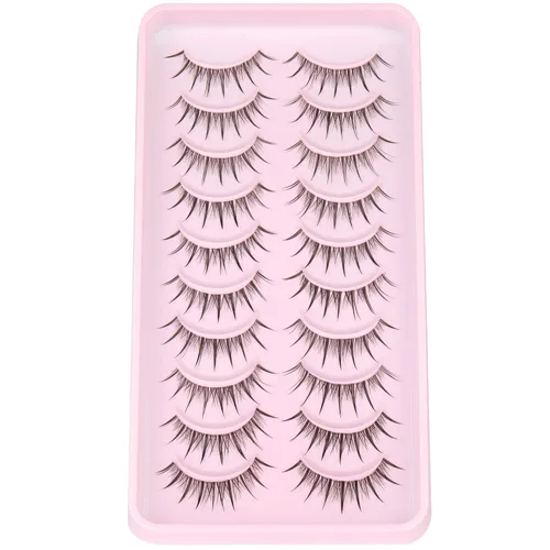 Miniatura 7 de Geeneiya - Pestañas postizas individuales de aspecto natural, de visón, paquete de 10 pares de pestañas postizas 3D esponjosas