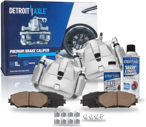 Miniatura 19 de Detroit Axle - Kit de frenos delanteros para Toyota 2007-2016 Tundra, 2008-2016 Sequoia, Pastillas de freno cerámicos para pinza de freno de disco