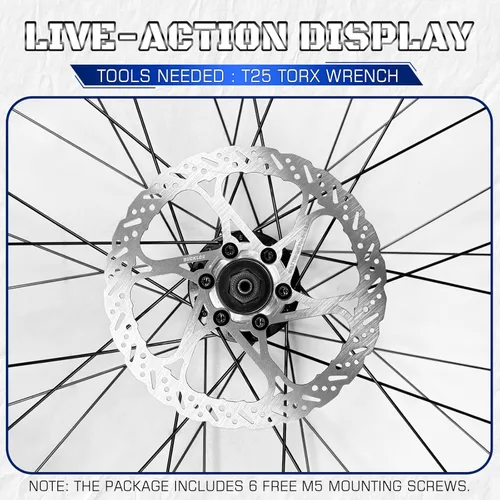 Miniatura 6 de BUCKLOS RT58 Rotor de freno de disco de bicicleta de 5.512 in, 6.299 in, 7.087 in, 7.992 in, con 6 pernos, rotor de freno de bicicleta de acero