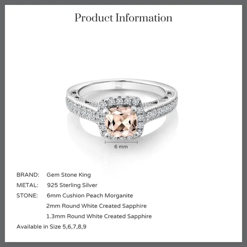 Miniatura 93 de Gem Stone King Anillo de compromiso de plata de ley 925 de 0.236 in con piedra natal y zafiro blanco creado con acento Anillo de compromiso