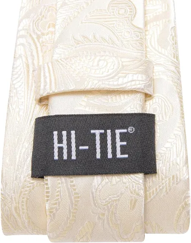 Miniatura 311 de Hi-Tie Corbatas de seda para hombre, diseño de cachemira a rayas, con bolsillo, gemelos cuadrados, conjunto formal de negocios