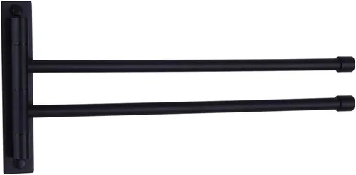 Toallero de mano de baño negro mate 2 barras plegable brazo giratorio soporte de toalla Swing Out Towel Bar SUS 304 Acero inoxidable montaje en pared