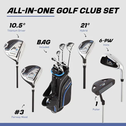 Miniatura 2 de Precise M3 - Juego de golf de 14 piezas para hombre – Driver de 460cc, Madera, Híbrido, Hierros 6-PW, Putter, Bolsa con Soporte, 3 Fundas