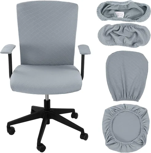 Miniatura 10 de Tallew Juego de 4 fundas para sillas de oficina, fundas protectoras universales para sillas de computadora, fundas elásticas para reposabrazos