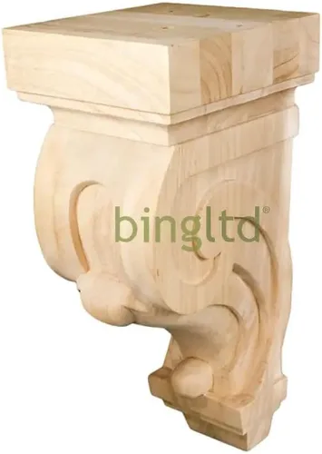 Miniatura 2 de BingLTD - Soporte tradicional de madera de caucho maciza Corbel de 9 1/8" - 1 PC (C-CBLN-RW)