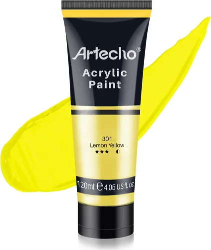 Miniatura 40 de Artecho - Pintura acrílica blanco titanio (120 ml / 4.05 oz), tubos de pintura para manualidades artísticas sobre lienzo, piedra, roca, madera