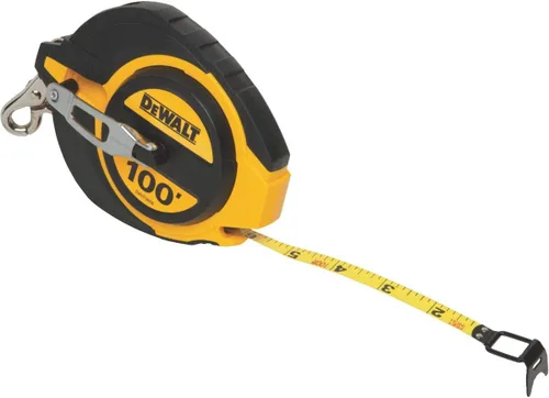 DEWALT Cinta métrica, 100 pies, autobloqueo, acabado cromado sólido, agarre de goma (DWHT34036L)