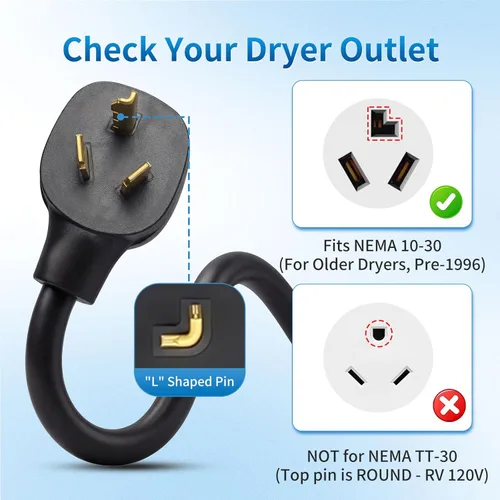 Miniatura 2 de Adaptador NEMA 10-30 para conector móvil Tesla Gen 2, adaptador de cargador EV de salida de secadora de 240 V 24 A, carga de nivel 2 de alta