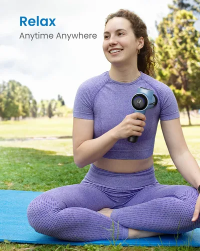 Miniatura 7 de RENPHO Pistola de masaje activa, masajeador de espalda de tejido profundo de percusión, diseño ergonómico con 5 velocidades para terapia muscular
