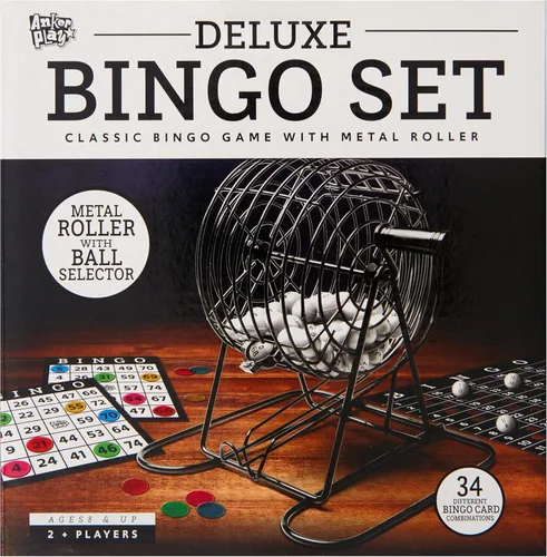 Miniatura 3 de Estuche de bingo de metal de lujo, kit de juego nocturno de bingo, incluye jaula de bingo de metal, 75 bolas numeradas, 150 marcadores de bingo, 17