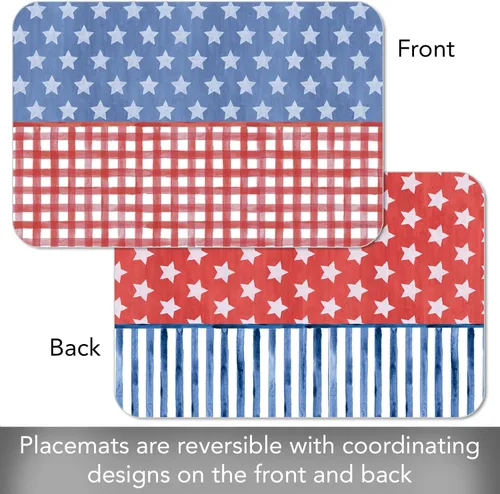 Miniatura 5 de CounterArt Americana Style - Juego de 4 manteles individuales reversibles de plástico flexible de fácil cuidado, fabricados en los Estados Unidos