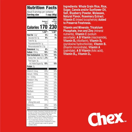 Miniatura 2 de Cereal de Arándanos Chex, Cereal para el desayuno sin gluten, hecho con grano integral, 12 onzas