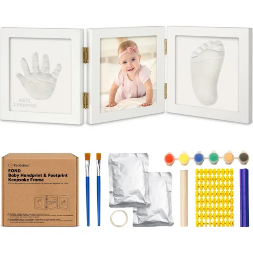 Miniatura 13 de Kit de huellas de mano y huellas de bebé sin tinta para recién nacido - Kit de huellas de bebé, marco de recuerdo para guardería de recién nacido