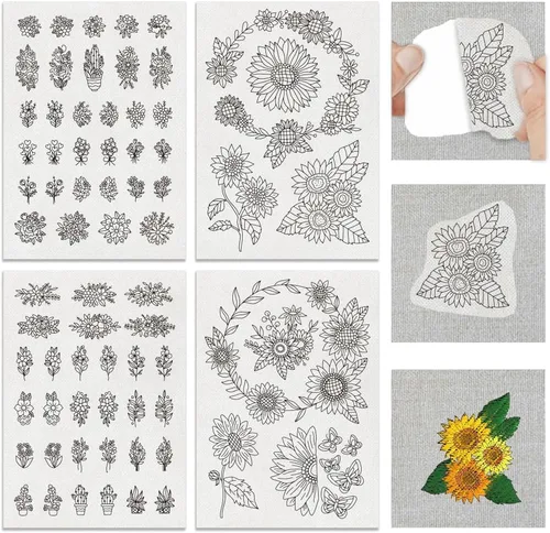 Miniatura 8 de BENECREAT 4 Estilo 104 Piezas A-Z Alfabeto de Flores Solubles en Agua, Estabilizadores de Bordado Desmontables de Patrón Boho para Encaje, Camisas