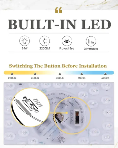 Miniatura 5 de Lámpara de techo de montaje empotrado dorada, 13 pulgadas, accesorios de iluminación de techo para dormitorio, pasillo, cocina