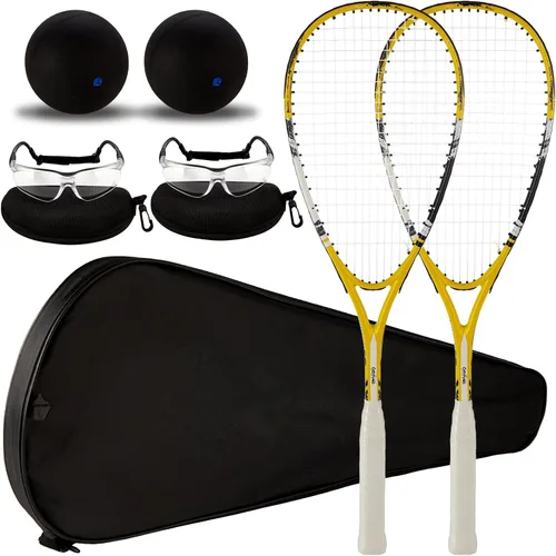 Miniatura 8 de 2 Pack Beginner Squash Racquet Set Includes Racquets with Racket Bags Anti Fog Goggles Cases Blue Dot Ball Indoor Gym Sports for Beginners Novice