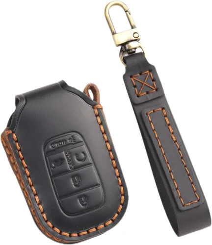 Miniatura 7 de Funda de cuero genuino para llavero de 5 botones para Honda Civic Accord Pilot CRV Pilot HRV 2022 2023 2024 2025 (azul)