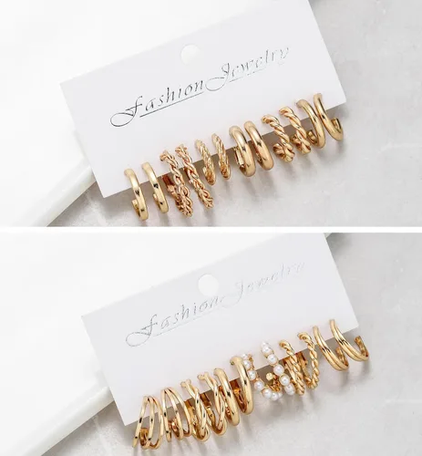 Miniatura 6 de 24 pares de aretes de aro para niñas y mujeres, aretes geométricos de moda, aretes de tuerca de moda, regalo de joyería para fiesta de cumpleaños
