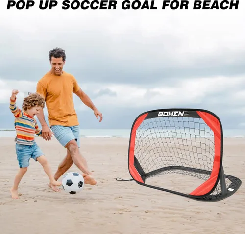 Miniatura 7 de BOHEN Porterías de fútbol desplegables para niños, red de fútbol portátil plegable para exteriores, interiores, patio trasero y playa