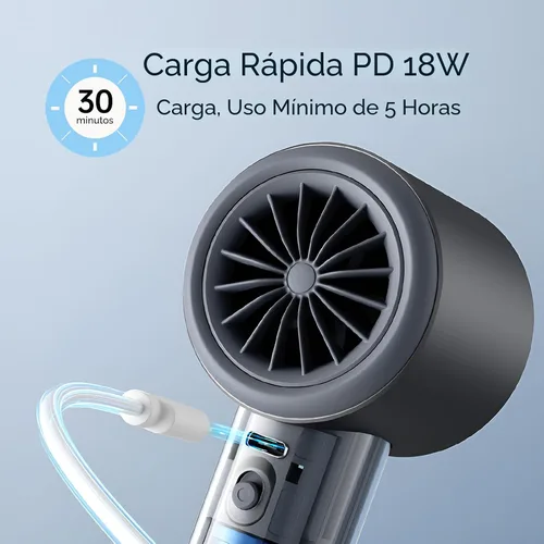 Miniatura 6 de JISULIFE Ventilador de mano portátil, velocidad (1-100) Turbo Mini ajustable y batería de 3600 mAh, ventilador personal recargable, pantalla Azul