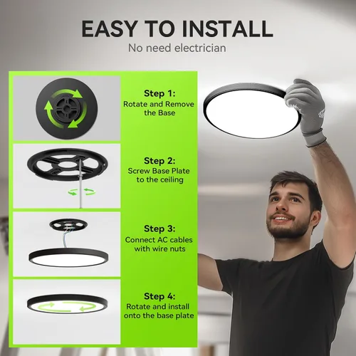 Miniatura 6 de MODERN Lámpara de Techo LED de Montaje al Ras de 28W 3100lm, Luz de Techo LED Súper Delgada de 12 Pulgadas, Luz de Techo LED Luz de Día 5000K