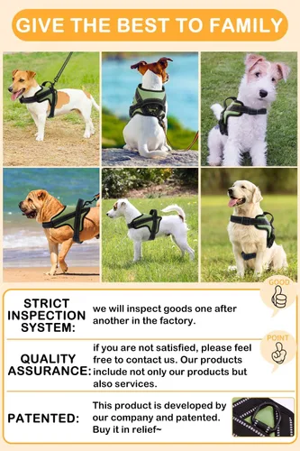 Miniatura 6 de Arnés para perro, chaleco para mascotas, bolsillo para placa de nombre, sin estrangulamiento, reflectante, ajustable y acolchado, para caminar