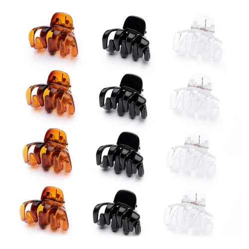 Miniatura 9 de Cobahom 24 pinzas pequeñas de plástico para cabello fino, accesorios de peinado antideslizantes para mujeres y niñas (negro, peinado)
