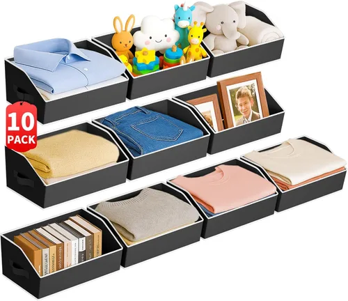 Miniatura 12 de Homsorout Organizadores Grandes de Armario y Contenedores de Almacenamiento - Paquete de 6 Cestas de Almacenamiento Trapecio para Estantes, Cestas