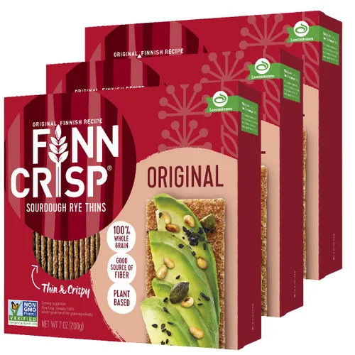 Miniatura 8 de Finn Crisp Original Rye Crispbread de 7 onzas, Pedido al Por Mayor de 18 Paquetes Galletas de Pan Crujiente de Centeno Delgadas y Crujientes