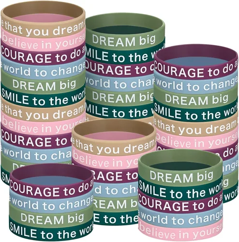 Miniatura 9 de BBTO 48 pulseras de goma con cita motivacional a granel, regalos inspiradores para estudiantes, profesores, pulseras elásticas para adultos