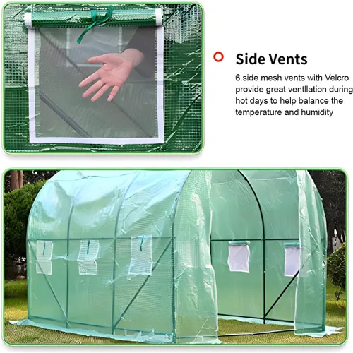 Miniatura 2 de Kit de invernadero para invernadero con ventanas de observación para plantas al aire libre, casas verdes para exteriores (L10 x 7 x 7 x 7 pies)