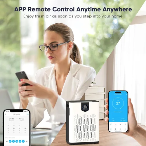 Miniatura 5 de Purificadores de aire inteligentes con Wifi para el hogar, habitación grande de hasta 3000 pies cuadrados, limpiador de aire DAYETTE con filtros