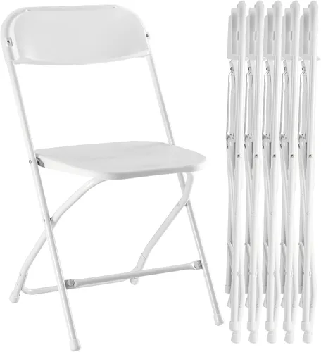 Miniatura 11 de Sillas plegables, para interiores y exteriores, portátiles, apilables, de plástico, para fiestas, bodas y oficina, paquete de 4, color negro