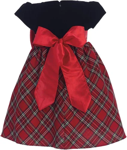 Miniatura 2 de Vestido de Navidad para niñas a cuadros rojos