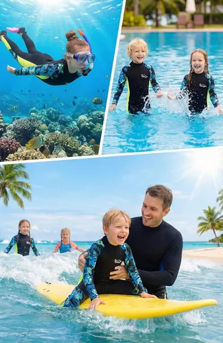 Miniatura 2 de Traje de neopreno para niños de 0.098 pulgadas (0.098 in), traje de cuerpo completo para niños y niñas, natación en agua fría, esnórquel, buceo, surf
