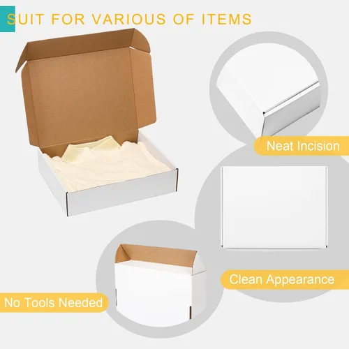 Miniatura 4 de Mcfleet Cajas de Envío Blancas de 13 x 10 x 3 pulgadas - Caja de Correo de Cartón Corrugado para Pequeñas Empresas - Sobre de Literatura Plano Vacío