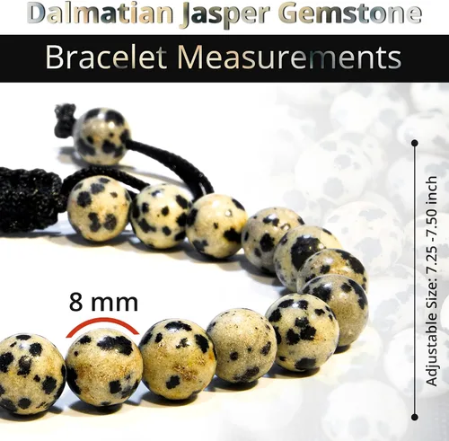 Miniatura 94 de Adjustable Crystal Bracelet – Gemstone Bead Bracelet with Adjustable Macrame String – Chic Gemstone Bracelet for Men and Women – 8mm Round Healing