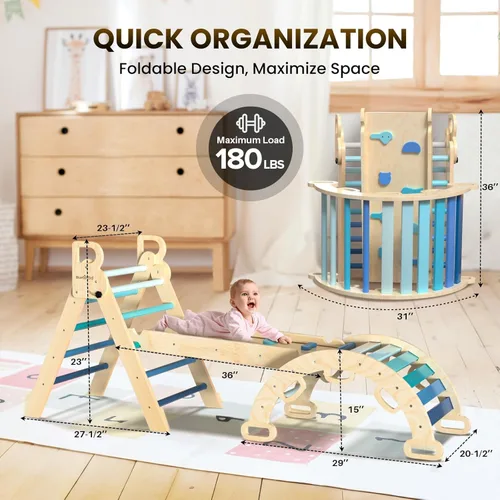 Miniatura 8 de Conjunto de Triángulo Pikler BlueWood - Azul Cielo