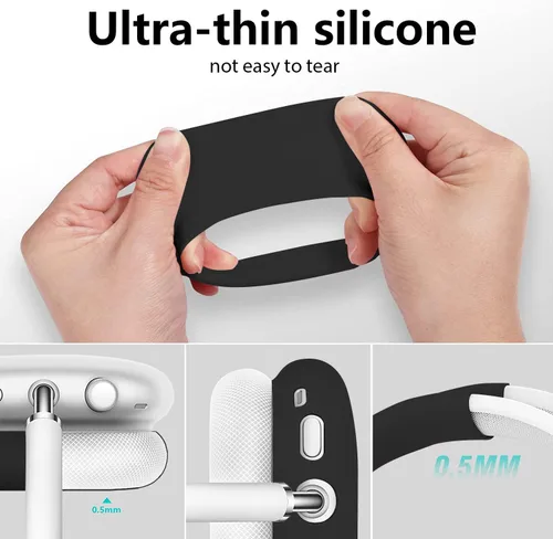 Miniatura 6 de Funda para AirPods Max, silicona suave antiarañazos con patrón de corazón dorado para auriculares Apple AirPods Max (negro)