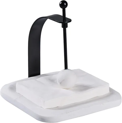Servilletero de mármol blanco – Servilletero cuadrado decorativo de papel y toallero para cocina, restaurante, baño, organizador de mesa de resina