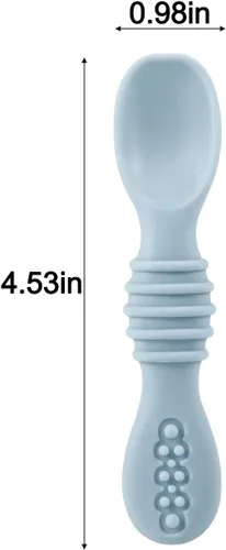 Miniatura 3 de PandaEar Paquete de 7 cucharas de destete LED para bebé, cucharas de silicona para bebés, utensilios de autoalimentación, cuchara de alimentación