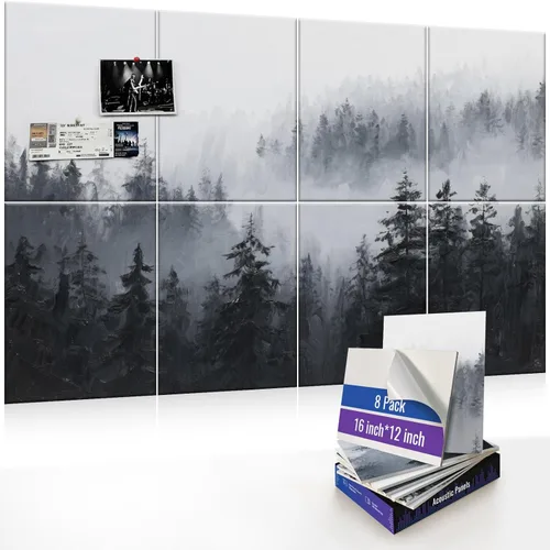 Paquete de 8 paneles acústicos artísticos, paneles decorativos de pared, paneles autoadhesivos absorbentes de sonido de 47.2 x 31.4 pulgadas para el