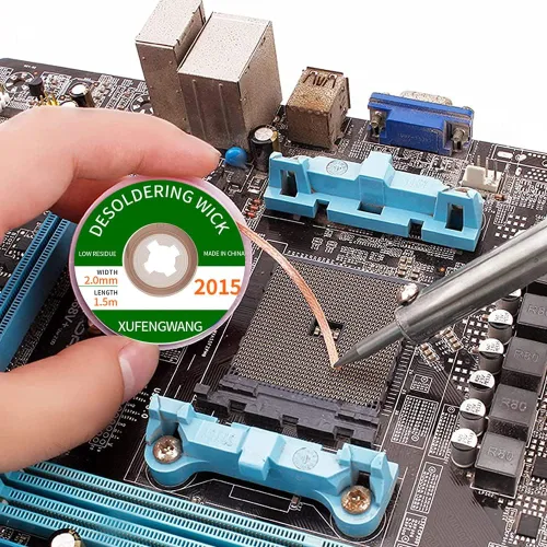 Miniatura 3 de Treedix Trenza de mecha de soldadura con fundente, súper 5 pies de longitud, 0.079 in de ancho, herramienta de eliminación de trenzas de mecha