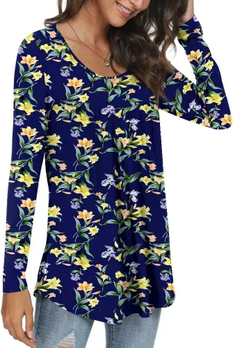 Miniatura 2 de CATHY Blusa holgada de manga larga con volantes para mujer, estilo casual, para usar con leggings