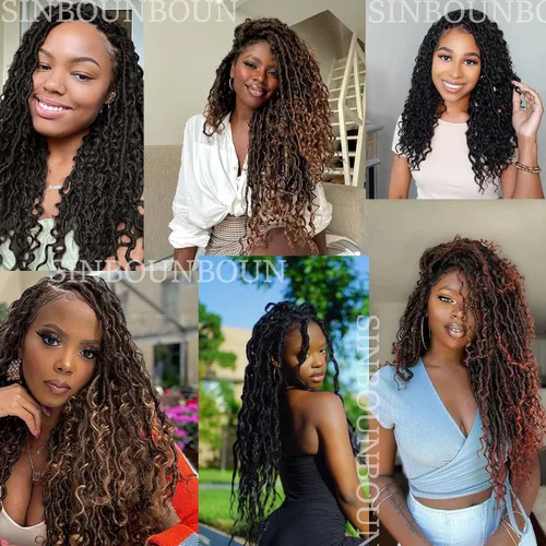 Miniatura 6 de Goddess Locs - 8 paquetes de cabello sintético de ganchillo de 12 pulgadas, trenzas de ganchillo preenlazadas, cabello bohemio de ganchillo
