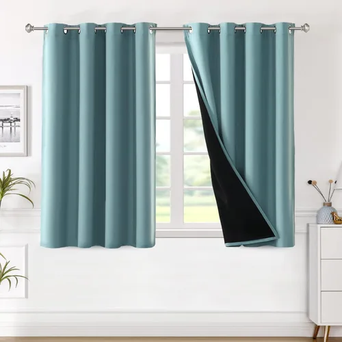 Miniatura 35 de H.VERSAILTEX Paneles de cortina 100% opacas de 45 pulgadas de largo, con aislamiento térmico, cortinas opacas con forro para dormitorio, dos capas