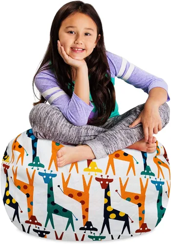 Miniatura 17 de Posh Stuffable - Sillón puff con almacenamiento para niños, contenedor de animales de peluche, organizador de juguetes de niños Lona rayas verde