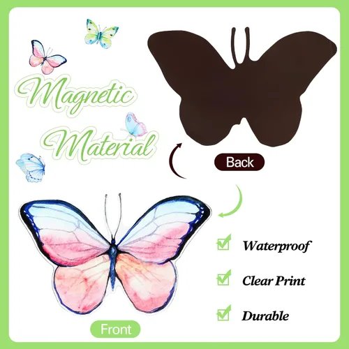 Miniatura 5 de Eaasty 10 Piezas Imanes de Mariposa para Puerta de Malla Imanes de Doble Cara para Puerta de Malla Adhesivos Magnéticos Flexibles Protector