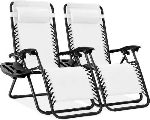 Miniatura 70 de Best Choice Products - Juego de 2 sillas reclinables y ajustables de malla y acero, sillas con sensación gravedad cero con cojines y bandejas